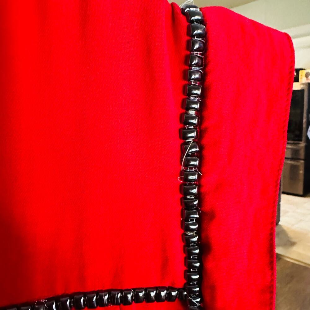 SABINA MUSAYEV Women's Luby Red Gunmetal Beading Shift Mini Dress Size Small - Picture 10 of 11